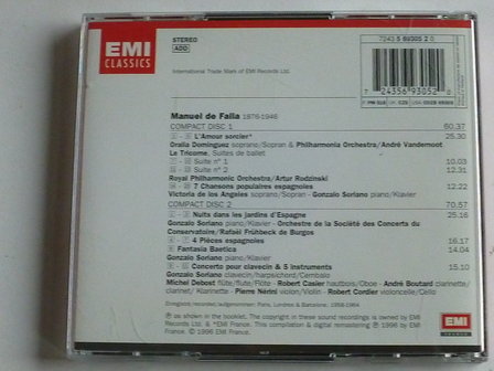 Manuel de Falla - L&Aacute;mour sorcier, le Tricorne, concerto pour clavecin / F. De Burgos (2 CD)