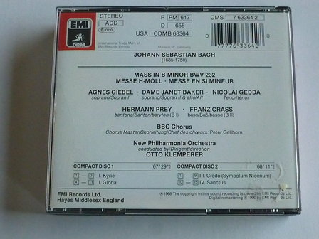 Bach - Mass / Janet Baker , Otto Klemperer (2 CD)