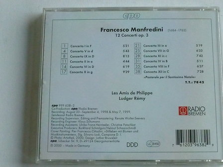 Francesco Manfredini - 12 Concerti / Ludger Remy