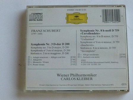 Schubert - Symphonie 3, 8 / Carlos Kleiber