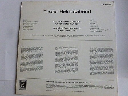 Tiroler Heimatabend  - Geschwister Gundolf (LP)