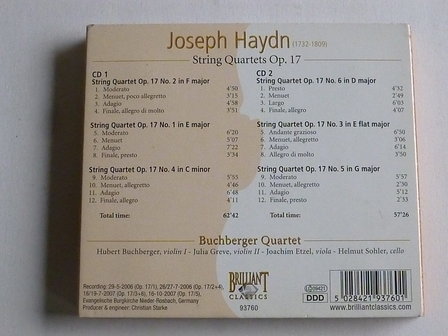 Haydn - String Quartets op. 17 / Buchberger Quartet (2 CD)