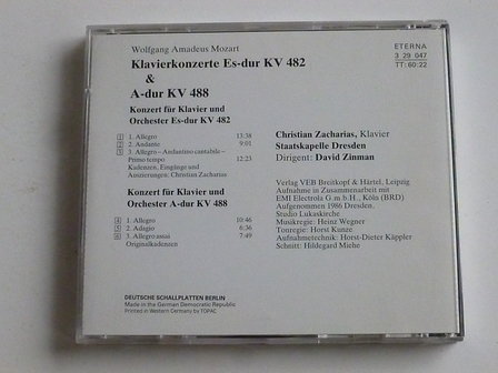 Mozart - Klavierkonzerte 482,488 / Christian Zacharias, David Zinman