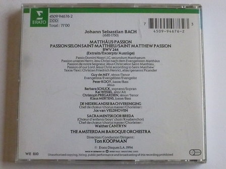 Bach - Matth&auml;us-Passion / Ton Koopman