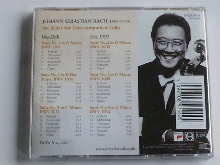 Bach - Six Suites for Unaccompanied Cello / Yo-Yo Ma (2 CD)