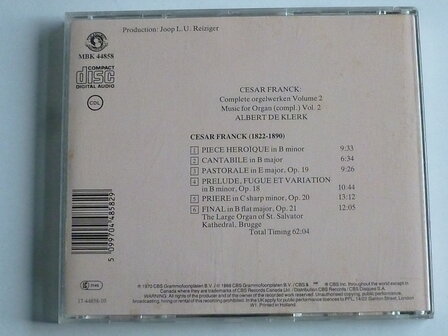 Cesar Franck - Complete Orgelwerken vol. 2 / Albert de Klerk