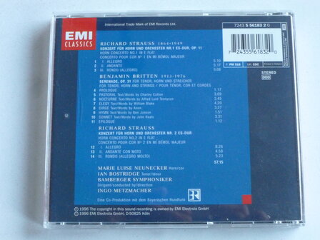 Strauss - Hornkonzerte no. 1 &amp; 2 / Marie Luise Neunecker, Ian Bostridge