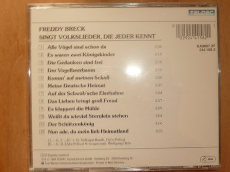 Freddy Beck - Singt Volkslieder, Die Jeder Kennt