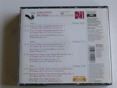 Brahms - Piano Trios, Quartets / Isaac Stern, Yo yo Ma, Emanuel Ax (3 CD)