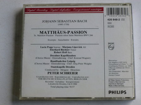 Bach - Matth&auml;us Passion / Lucia Pop, Peter Schreier