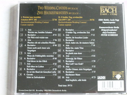 Bach - Secular Cantatas bwv 202 &amp; 210 / Peter Schreier, Edith Mathis