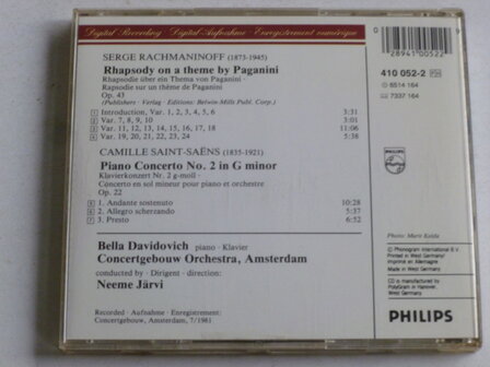 Rachmaninoff, Saint-Sa&euml;ns - piano concerto 2 / Bella Davidovich, J&auml;rvi