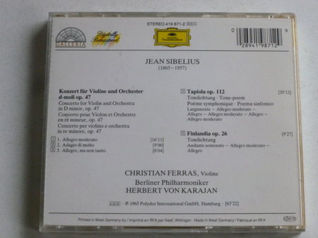 Sibelius - Violinkonzert / Christian Ferras, Herbert von Karajan