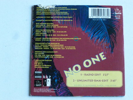 2 Unlimited - No One (CD Single) hoesje beschadigd