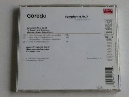 Gorecki - Symphonie nr. 3 / Koslowska, Kazimierz Kord