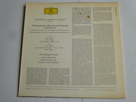 Mozart - Divertimento 563 / Trio Italiano D&#039; Archi (LP)