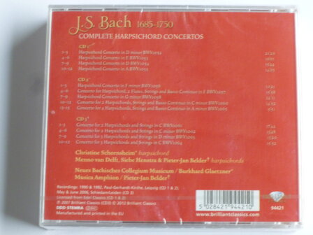 J.S. Bach - Complete Harpsichord Concertos / Schornsheim, Belder (3 CD) Nieuw