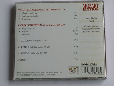 Mozart - Violin Concertos 4,5 / Emmy Verhey