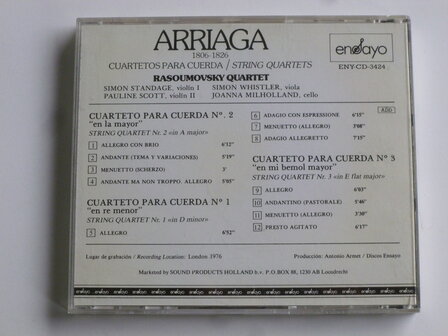 Arriaga - String Quartets / Rasoumovsky Quartet