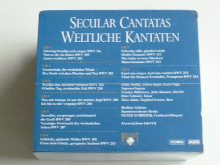 Bach - Secular Cantatas / Edith Mathis, Arleen Augar, Lucia Popp, Peter Schreier (8 CD) Nieuw