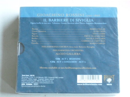 Rossini - Il Barbiere di Siviglia / Maria Callas, Galliera (2 CD) Nieuw