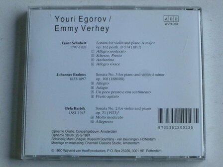Youri Egorov / Emmy Verhey - Schubert, Brahms, Bartok