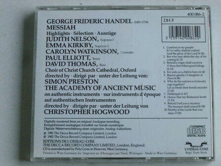 Handel - Messiah / Nelson, Kirkby, Hogwood 