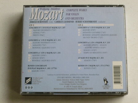 Mozart - Complete Works for violin and orchestra / Rubenstein, Schoonbroodt (2 CD)