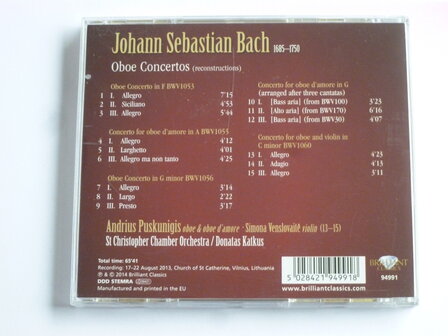 Bach - Oboe Concertos / Andrius Puskunigis