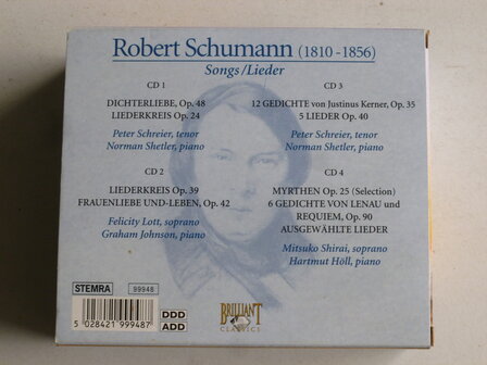 Schumann - Songs , Lieder / Peter Schreier, Shirai, Lott (4 CD)