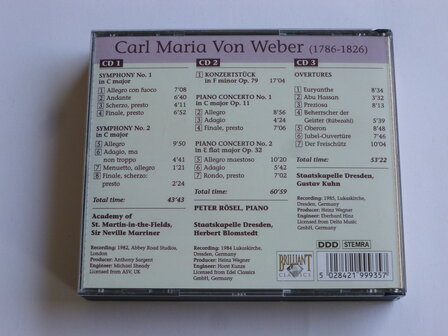 Von Weber - Piano Conc. Symphonies, Overtures / Marriner, Blomstedt (3 CD)