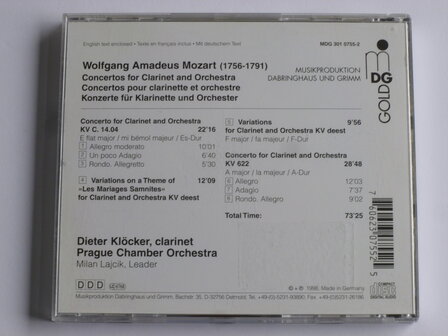 Mozart - Concertos for Clarinet and Orch. / Dieter Kl&ouml;cker