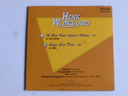 Henk Wijngaard - Ik ben veel liever alleen (CD Single)