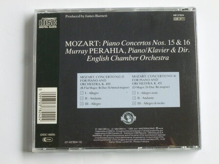 Mozart - Piano Concertos 15 &amp; 16 / Murray Perahia