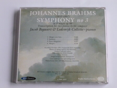 Brahms - Symphony no 3 / Jacob Bogaart &amp; Lodewijk Collette