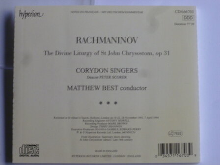 Rachmaninov - The Liturgy of st. John Chrysostom / Matthew Best