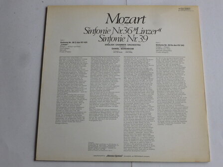Mozart - Sinfonie nr. 36, nr 39 / Daniel Barenboim (LP)