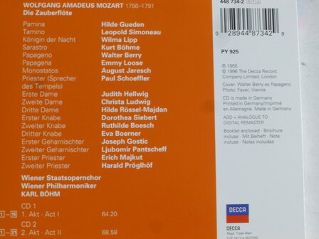 Mozart - Die Zauberflote / Gueden, Lipp, Ludwig, Karl B&ouml;hm (2 CD)