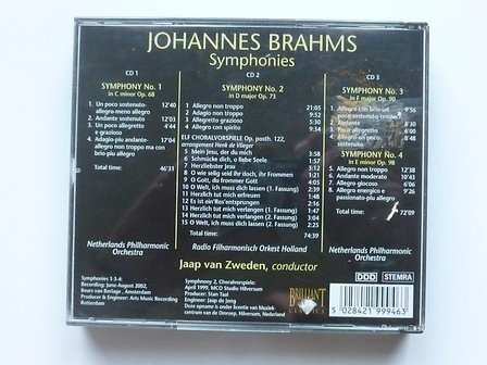 Brahms - Symphonies / Jaap van Zweden  (3 CD)