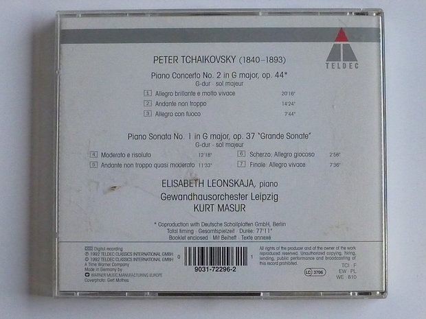 Tchaikovsky - Piano concerto 2 / Elisabeth Leonskaja. kurt masur