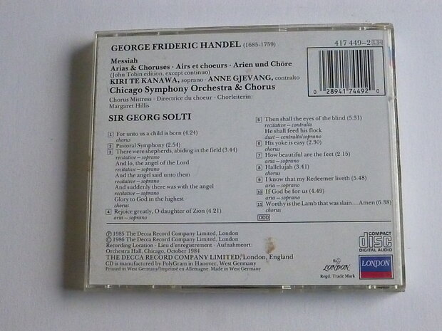 Handel - Messiah / Kiri te Kanawa , Solti