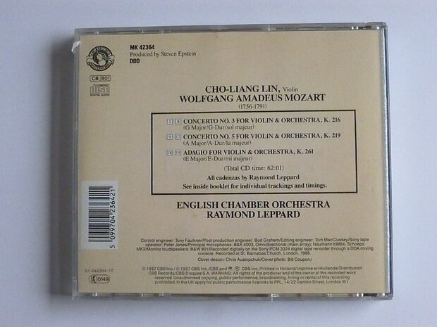 Mozart - Violin Concertos / Cho-liang Lin , Leppard