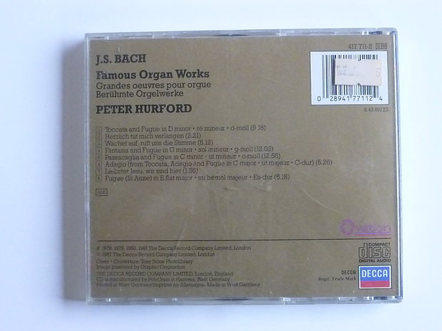Bach - Famous Organ Works / Peter Hurford