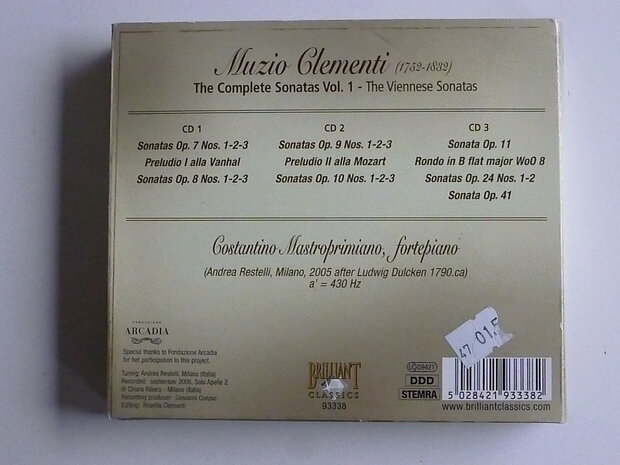 Clementi - The Complete sonatas vol.1 / Mastroprimiano (3 CD)