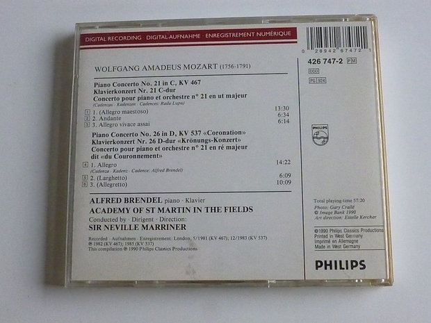 Mozart - Klavierkonzerte nr 21, 26 / Alfred Brendel , Marriner