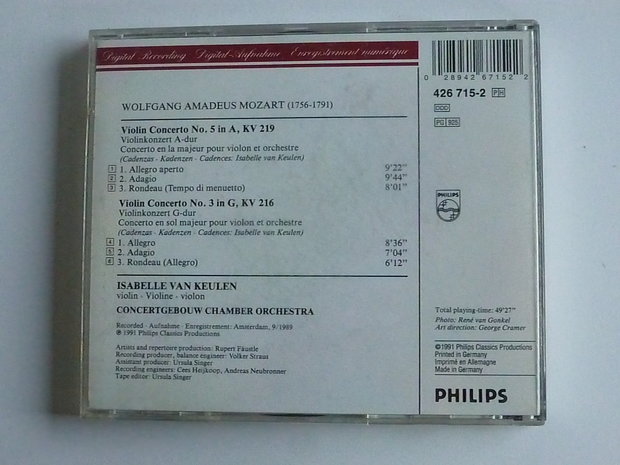 Mozart - Violin concertos / Isabelle van Keulen