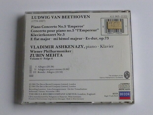 Beethoven - Piano Concerto 5 / Ashkenazy , Z. Mehta