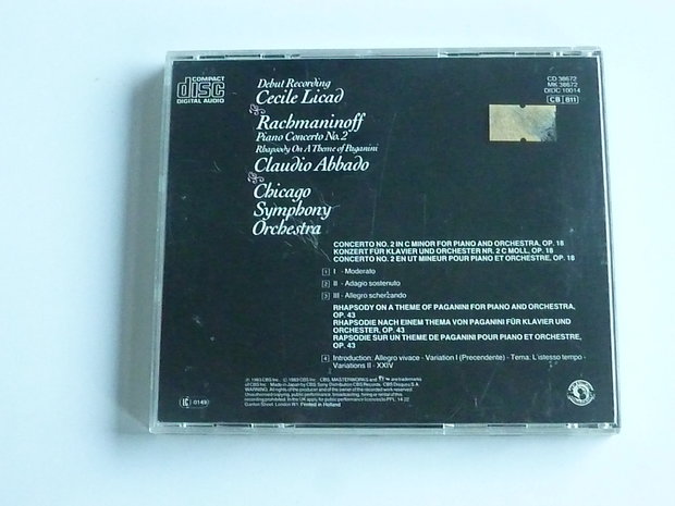 Rachmaninoff - Piano concerto 2 / Abbado, Cecile Licad