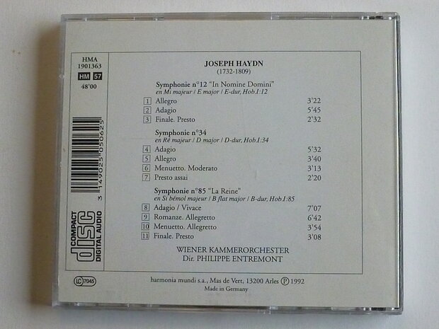 Joseph Haydn - Symphonie 85, 12 & 34 / Philippe Entremont