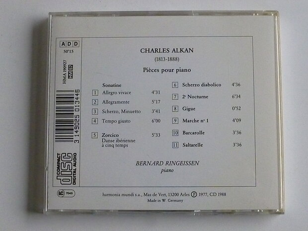 Alkan - Pieces pour piano / Bernard Ringeissen
